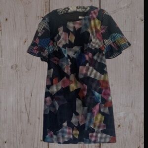 TRINA TURK Geometric Print Dress Blue Multi Size 10 cocktail dress SALE